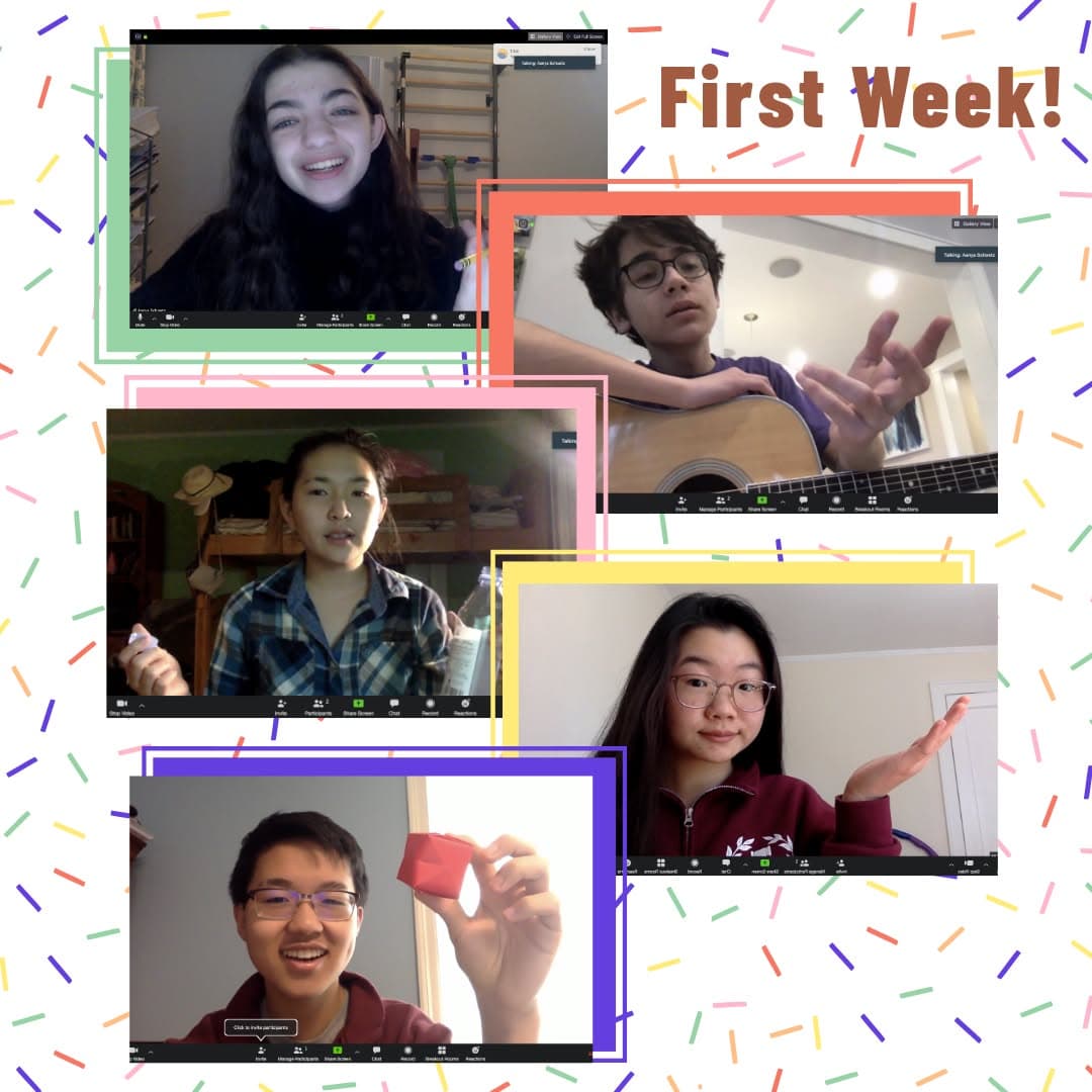 Four YPP student instructors on video calls during their first week teaching classes.